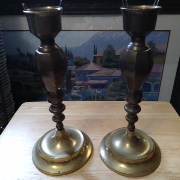 🎋🏰 2 VINTAGE HOSLEY SOLID BRASS 🏘🥀🚜🎣🚂🌉 - Picture 2 of 11